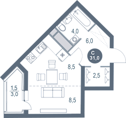 ЖК Котельники дом №11, этаж 19, номер квартиры 417