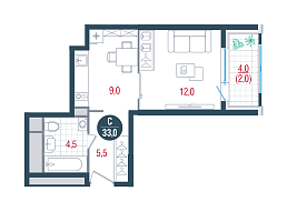 ЖК Кантемировский4, этаж 31, номер квартиры 324