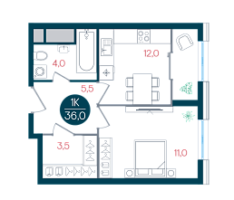 ЖК Кантемировский3, этаж 12, номер квартиры 155